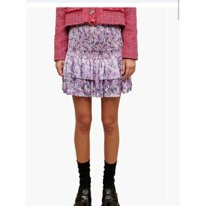 NWT Maje Juvard Abstract Floral Tiered Miniskirt